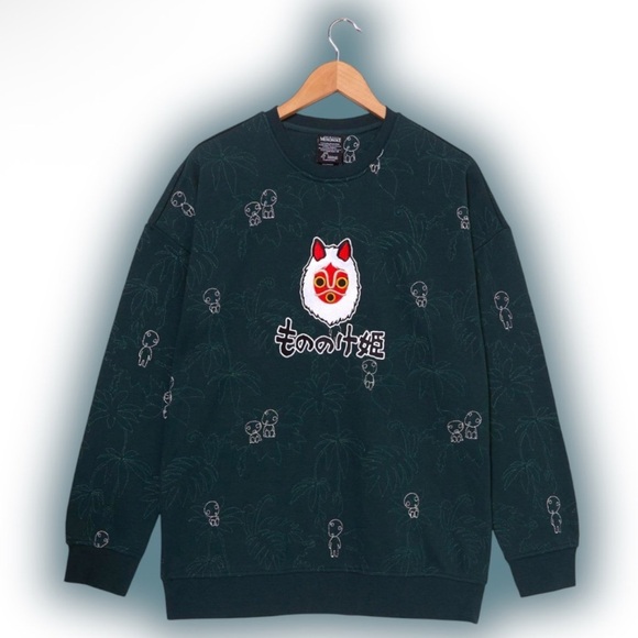 Studio Ghibli Princess Mononoke San's Mask Kodama Embroidered Crewneck (XL) - Picture 1 of 6